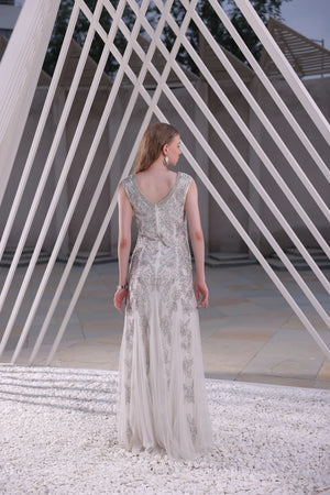 Ivory Embellished Floor-Length Gown