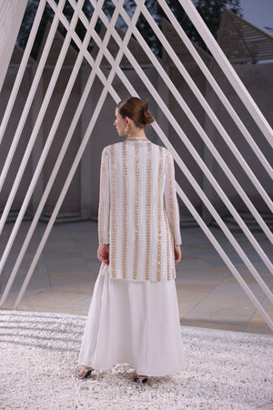 Ivory Embroidered Long Shrug