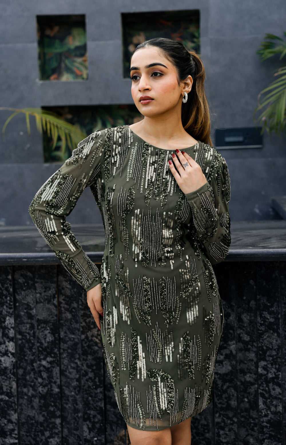 Olive Embellished Mini