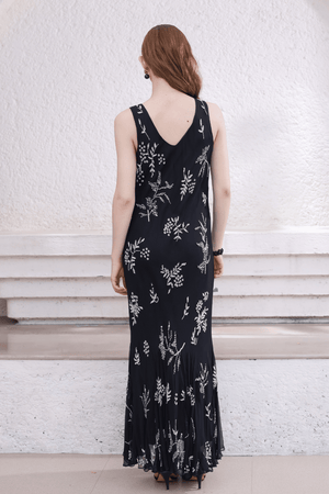 Black Hand-Beaded Dress