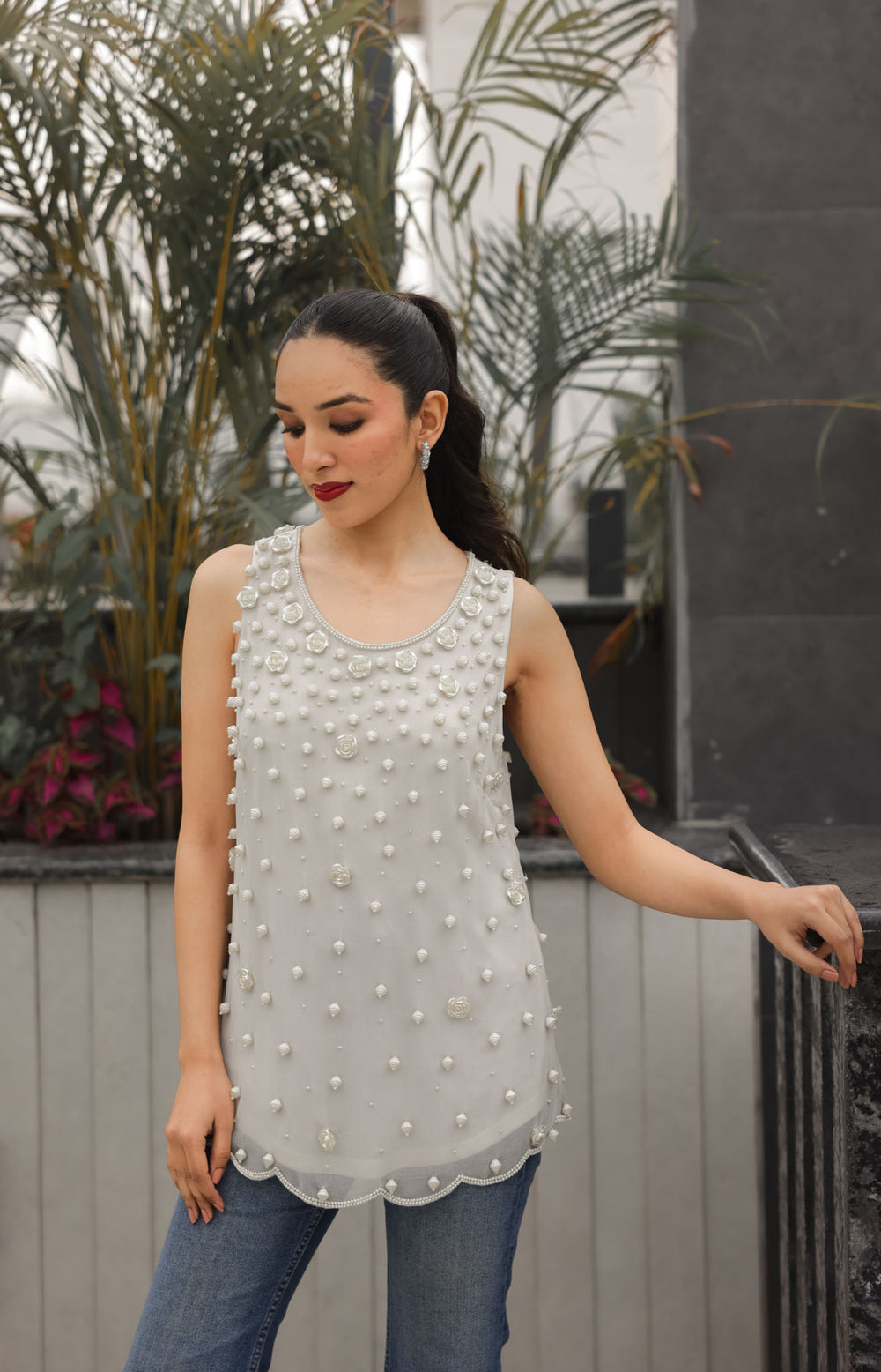 Ivory Soft Embellished Top
