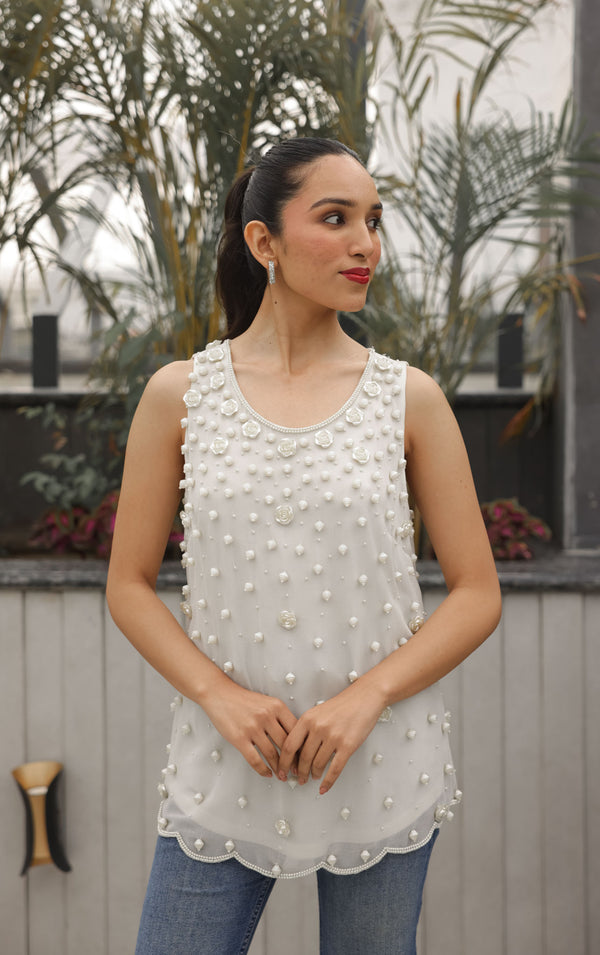 Ivory Soft Embellished Top
