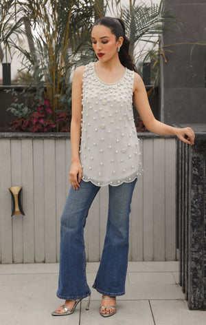 Ivory Soft Embellished Top