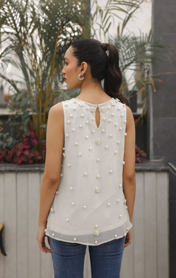 Ivory Soft Embellished Top