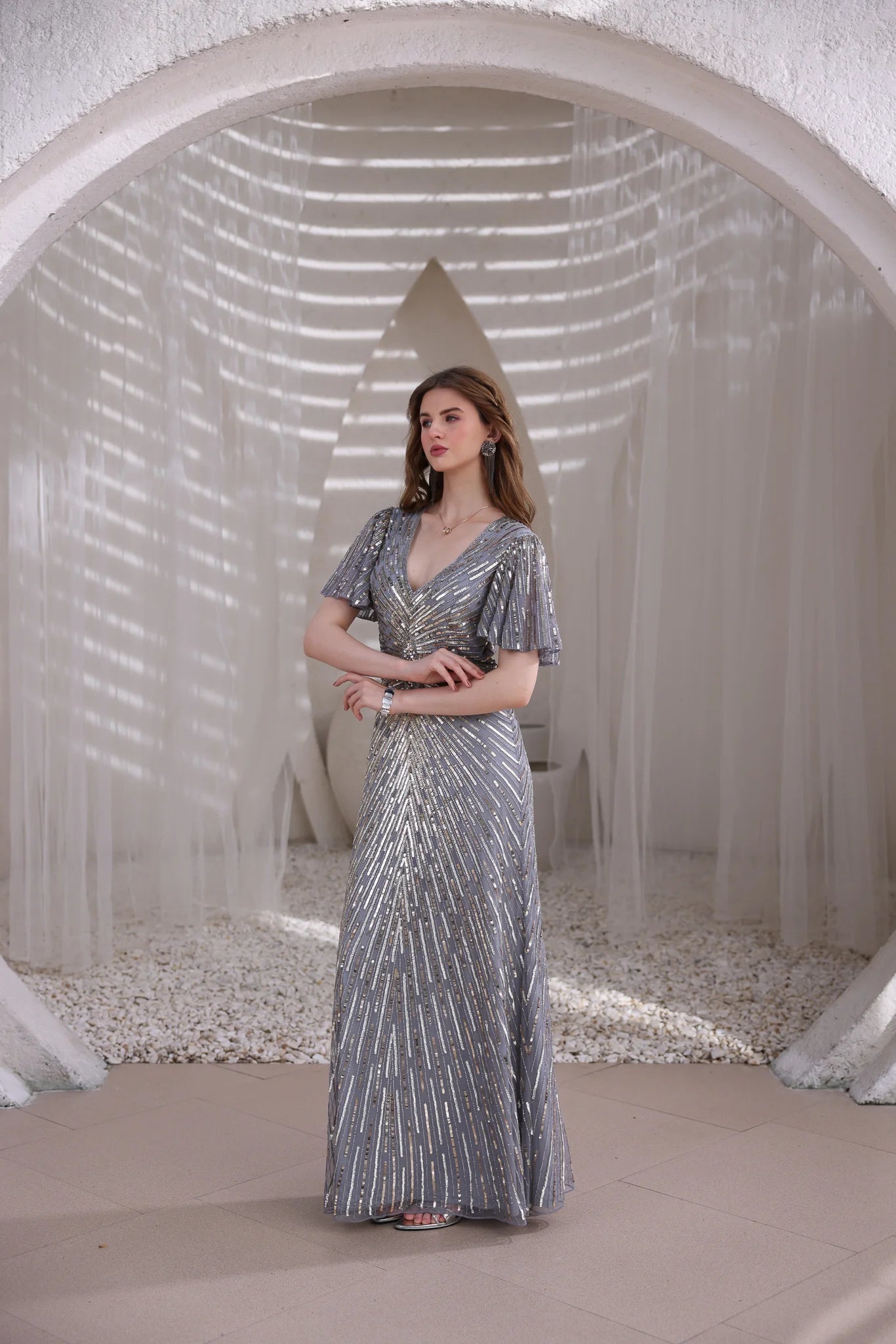 Silver Hand-Beaded Gown – Edition Two