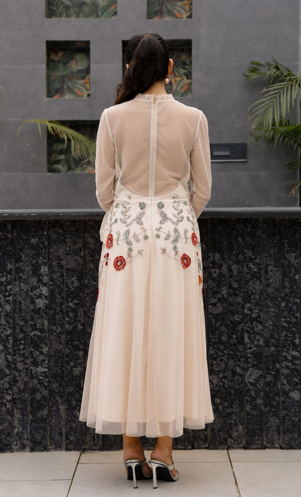 Soft Nude Embroidered Dress
