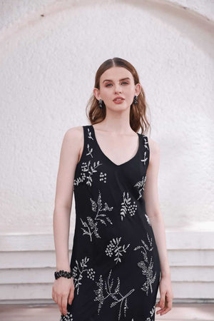 Black Hand-Beaded Dress