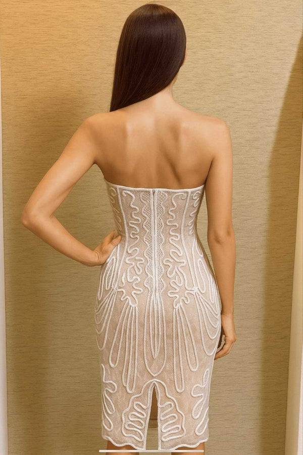 Mint Hand-Beaded Strapless Dress