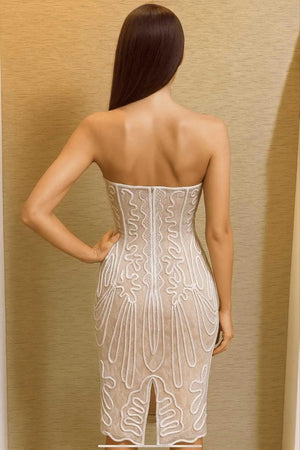 Mint Hand-Beaded Strapless Dress