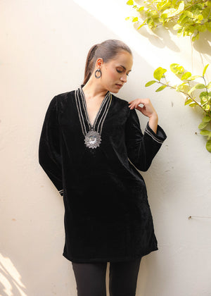 Black Velvet Necklace Tunic