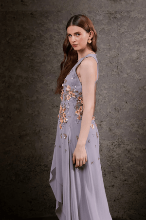 Platinum Embellished High-Low Gown